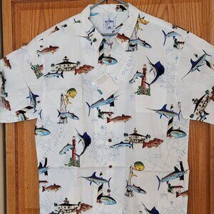 Guy Harvey Aftco Bluewater 3x XXXL short sleeve shirt florida fish lighthouses